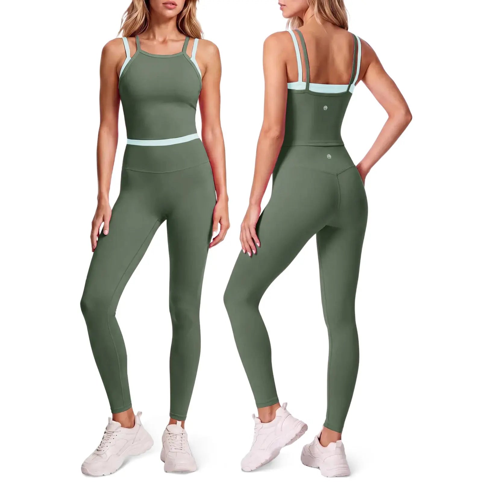 Aoysky Women'S 2-Piece High Elastic Activewear Workout Set - Padded Sleeveless Camisole Tank Top, High Waisted Fitted Leggings, Quick Dry Gymswear for Fitness Training, Yoga, 2 Piece Sets,Sohochic