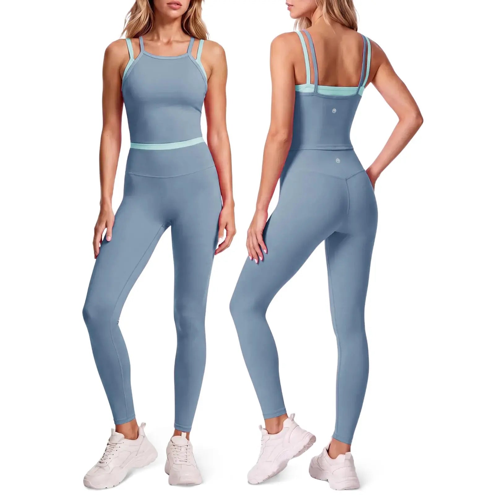 Aoysky Women'S 2-Piece High Elastic Activewear Workout Set - Padded Sleeveless Camisole Tank Top, High Waisted Fitted Leggings, Quick Dry Gymswear for Fitness Training, Yoga, 2 Piece Sets,Sohochic