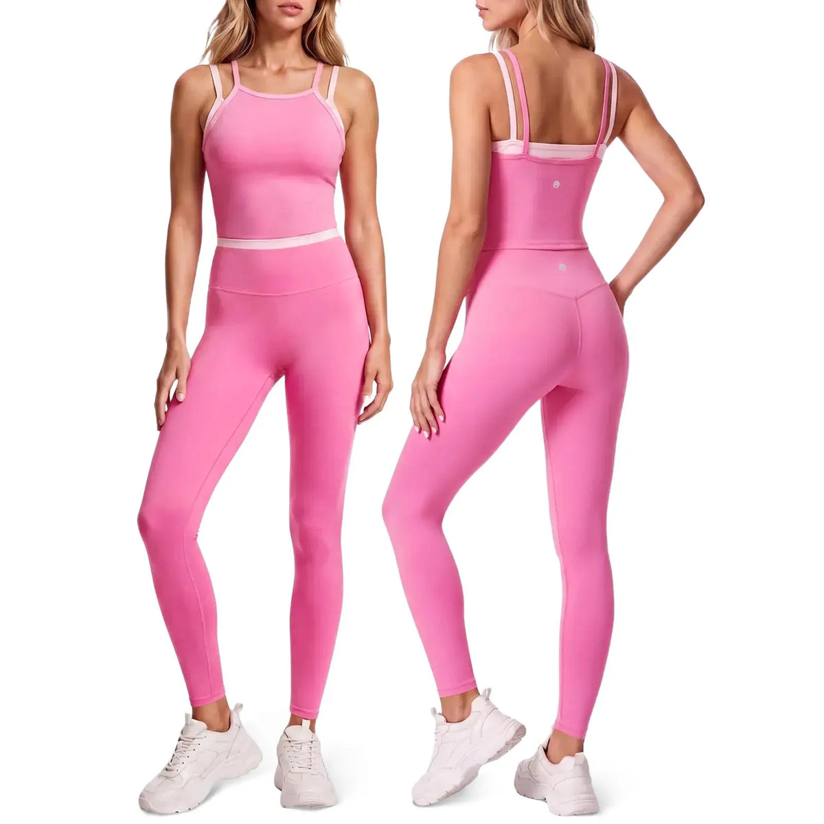 Aoysky Women'S 2-Piece High Elastic Activewear Workout Set - Padded Sleeveless Camisole Tank Top, High Waisted Fitted Leggings, Quick Dry Gymswear for Fitness Training, Yoga, 2 Piece Sets,Sohochic