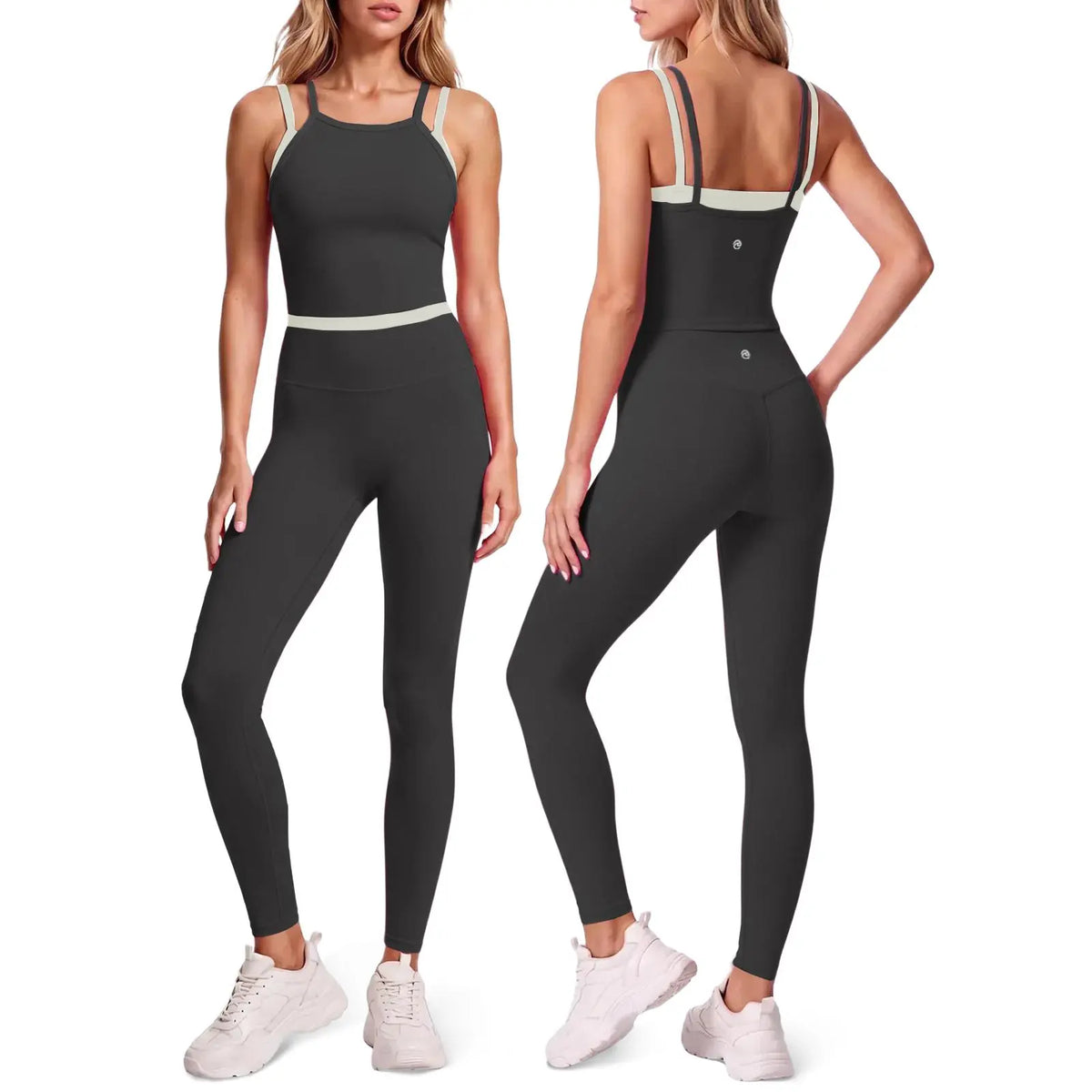 Aoysky Women'S 2-Piece High Elastic Activewear Workout Set - Padded Sleeveless Camisole Tank Top, High Waisted Fitted Leggings, Quick Dry Gymswear for Fitness Training, Yoga, 2 Piece Sets,Sohochic