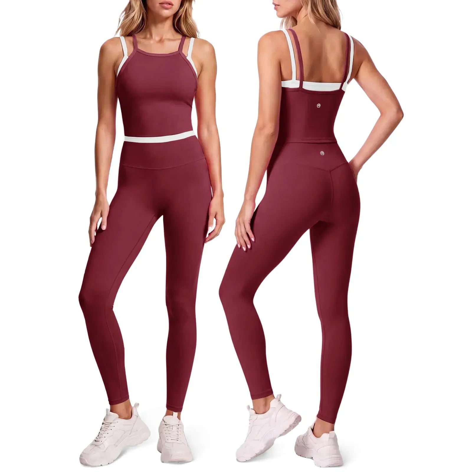 Aoysky Women'S 2-Piece High Elastic Activewear Workout Set - Padded Sleeveless Camisole Tank Top, High Waisted Fitted Leggings, Quick Dry Gymswear for Fitness Training, Yoga, 2 Piece Sets,Sohochic