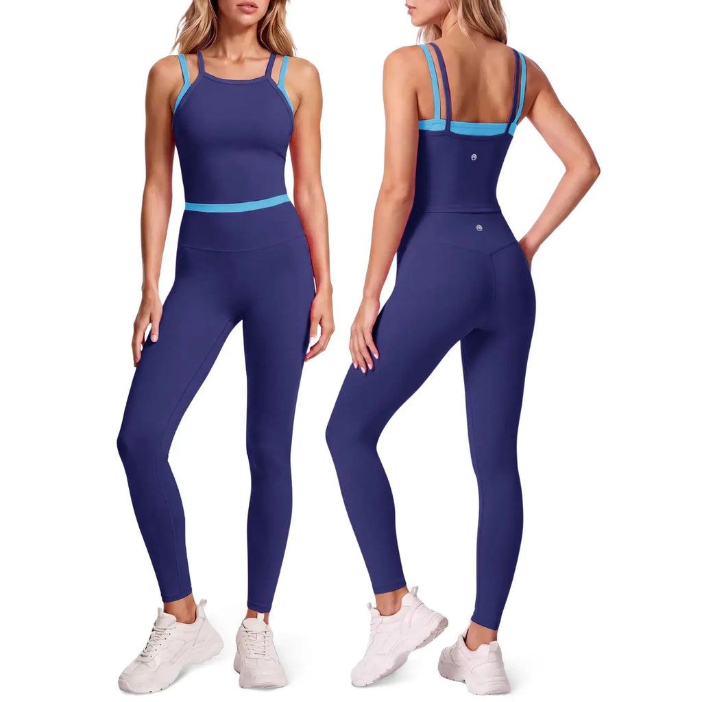 Aoysky Women'S 2-Piece High Elastic Activewear Workout Set - Padded Sleeveless Camisole Tank Top, High Waisted Fitted Leggings, Quick Dry Gymswear for Fitness Training, Yoga, 2 Piece Sets,Sohochic