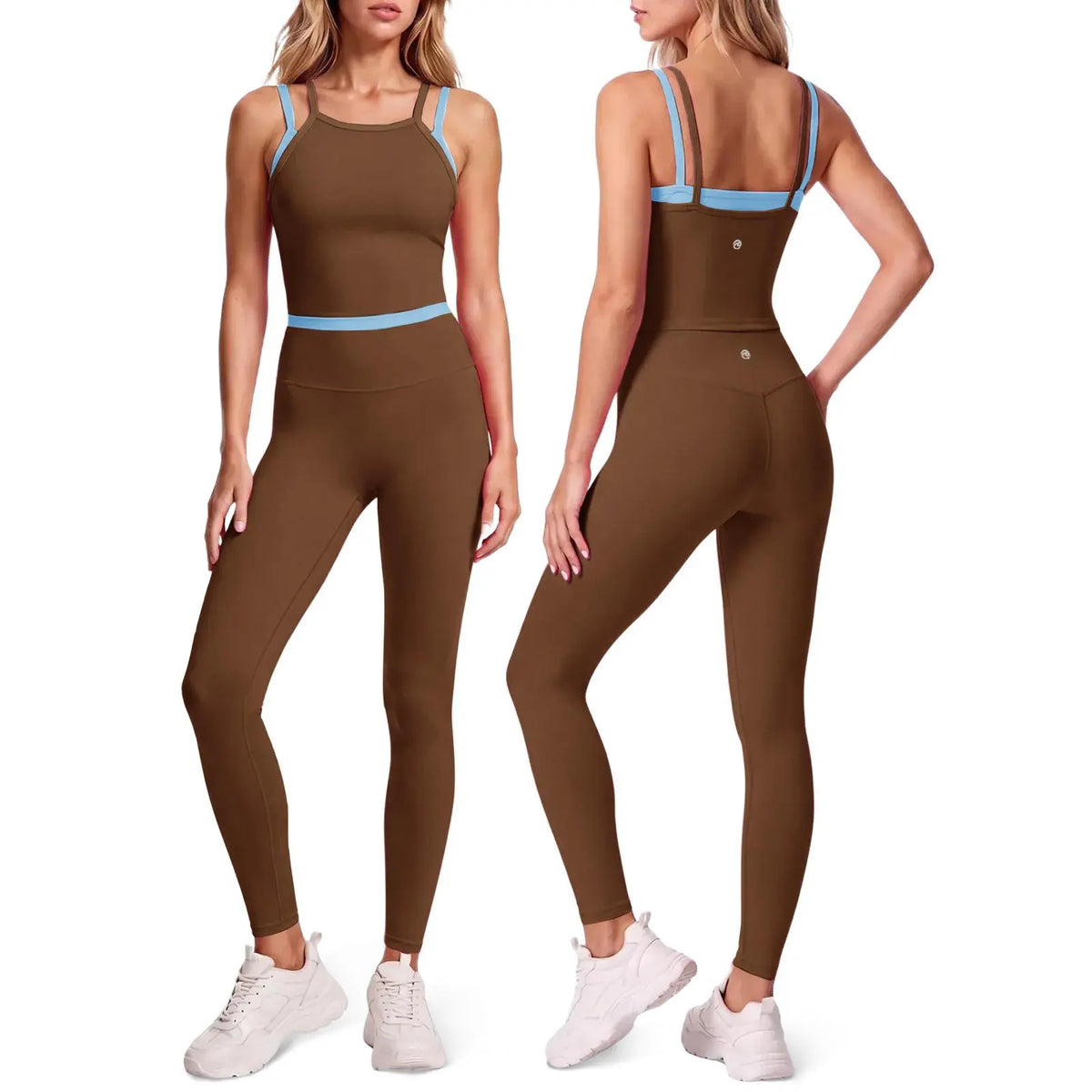 Aoysky Women'S 2-Piece High Elastic Activewear Workout Set - Padded Sleeveless Camisole Tank Top, High Waisted Fitted Leggings, Quick Dry Gymswear for Fitness Training, Yoga, 2 Piece Sets,Sohochic